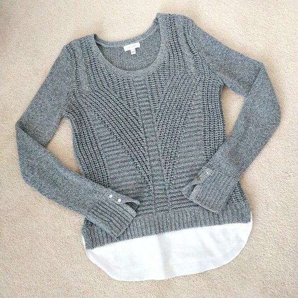 CALVIN KLEIN Layered Knit Sweater Sz XS